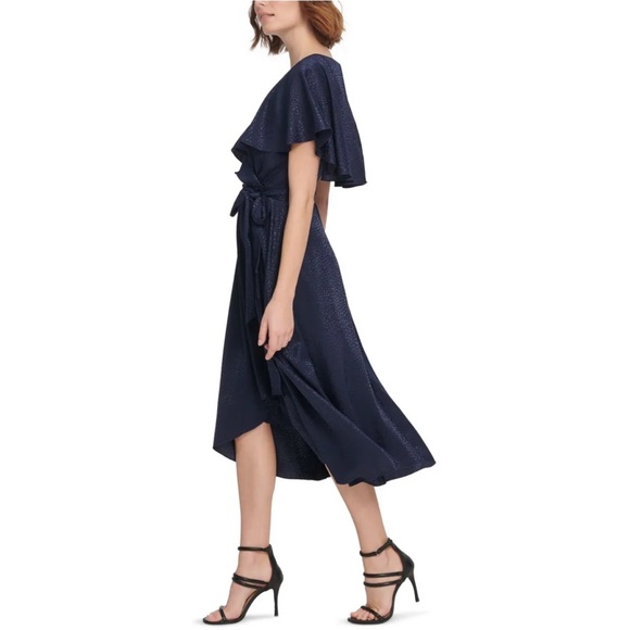 Dkny Animal Print Stretch Midi Dress Navy 6, mint condition - Picture 3 of 7